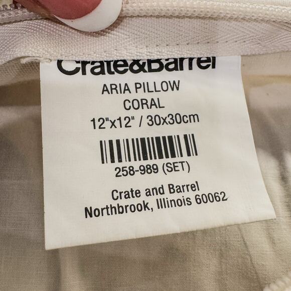 Set of 2-Crate & Barrel-Aria Collection Floral Pillows-Covers & Inserts-12”x12” - Picture 5 of 8